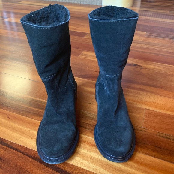 Elyse Walker Black Leather Suede Boots - Picture 4 of 7